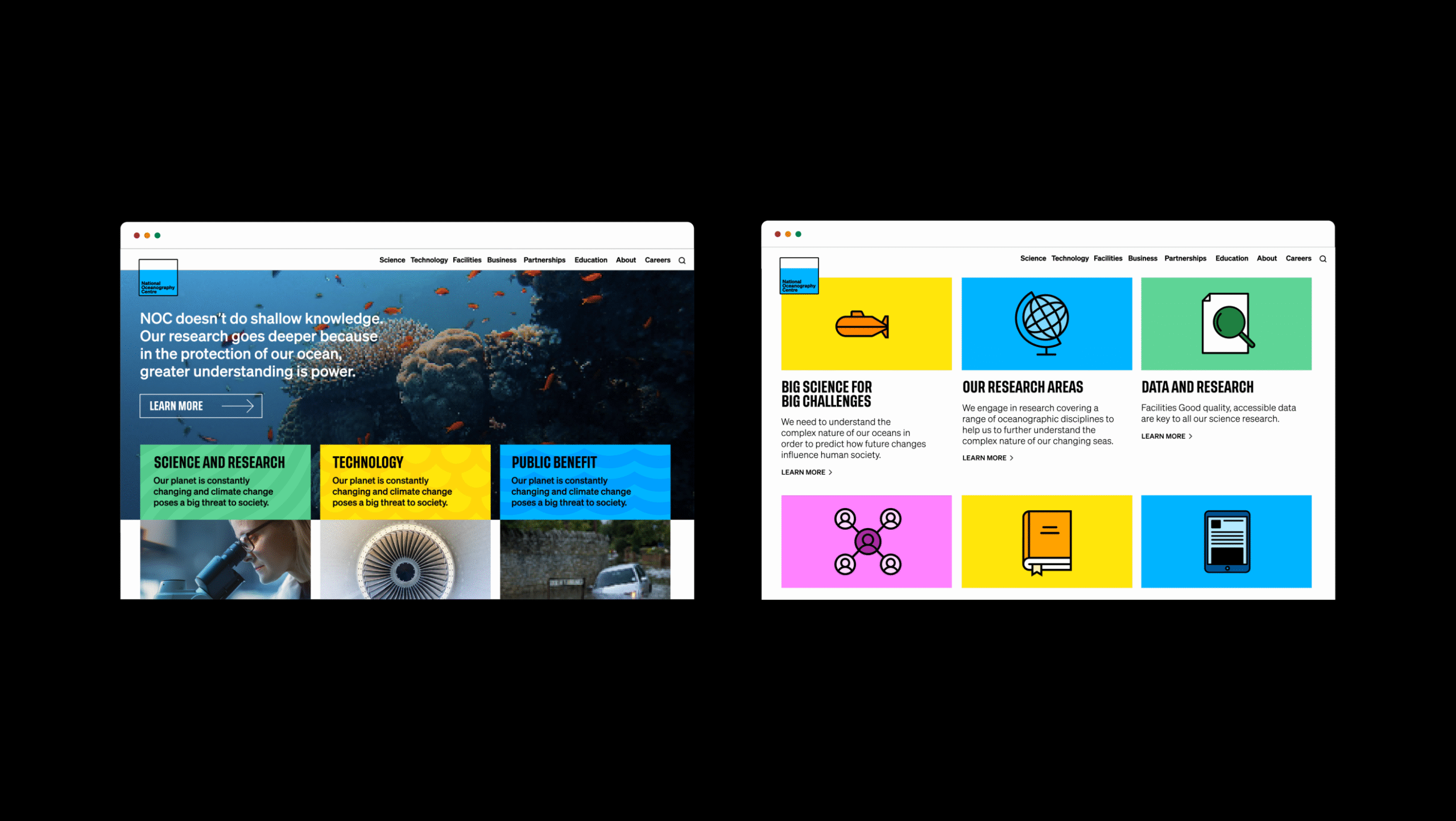 A landing page mockup for NOC's rebrand